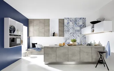 Kuhinja Nolte Küchen Stone 263 - Beton / Feel 96A - Arcticweiß softmatt