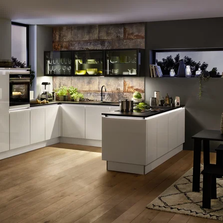 Kuhinja Nolte Küchen Glas Tec Plus - Weiß Hochglanz