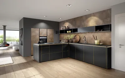 Kuhinja Nolte Küchen Flair - Schwarz / Ferro Cortenstahl