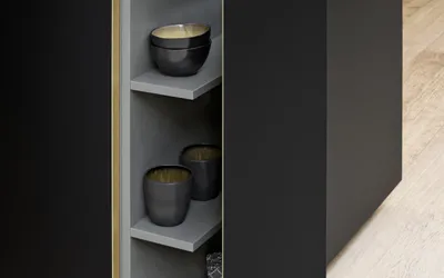 Kuhinja Nolte Küchen Flair - Schwarz / Ferro Cortenstahl